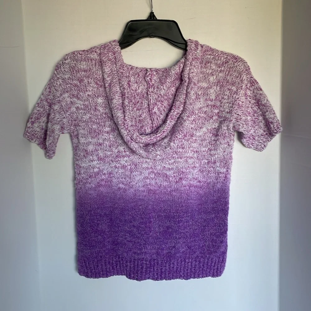 Justice purple Ombre hooded knit short sleeve sweater girls size 14